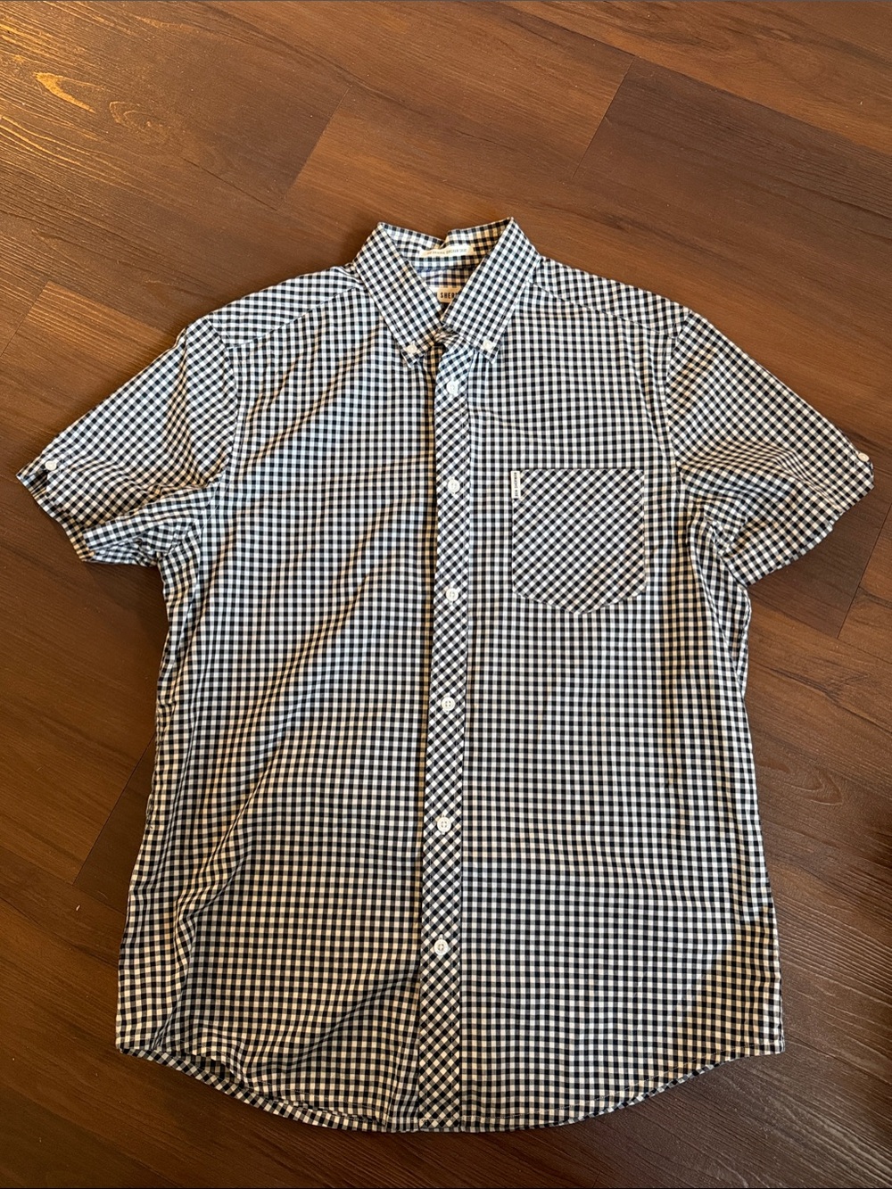Ben Sherman Black & White Gingham Short Sleeve Button-Down Shirt